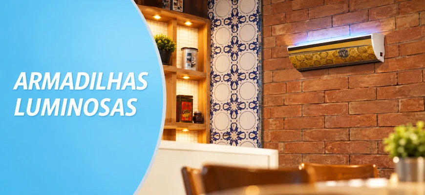 Armadilha luminosa personalizada original instalada em restaurante